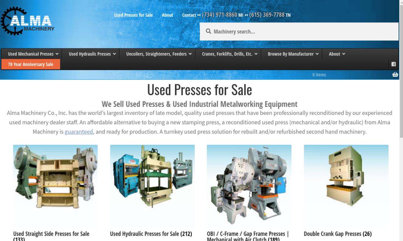Alma Machinery Co., Inc. Hydraulic Press Manufacturers
